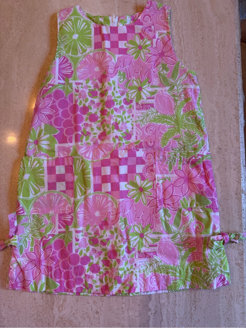 Lilly Pulitzer Pink and Green Patchwork Shift Dress - Girls
